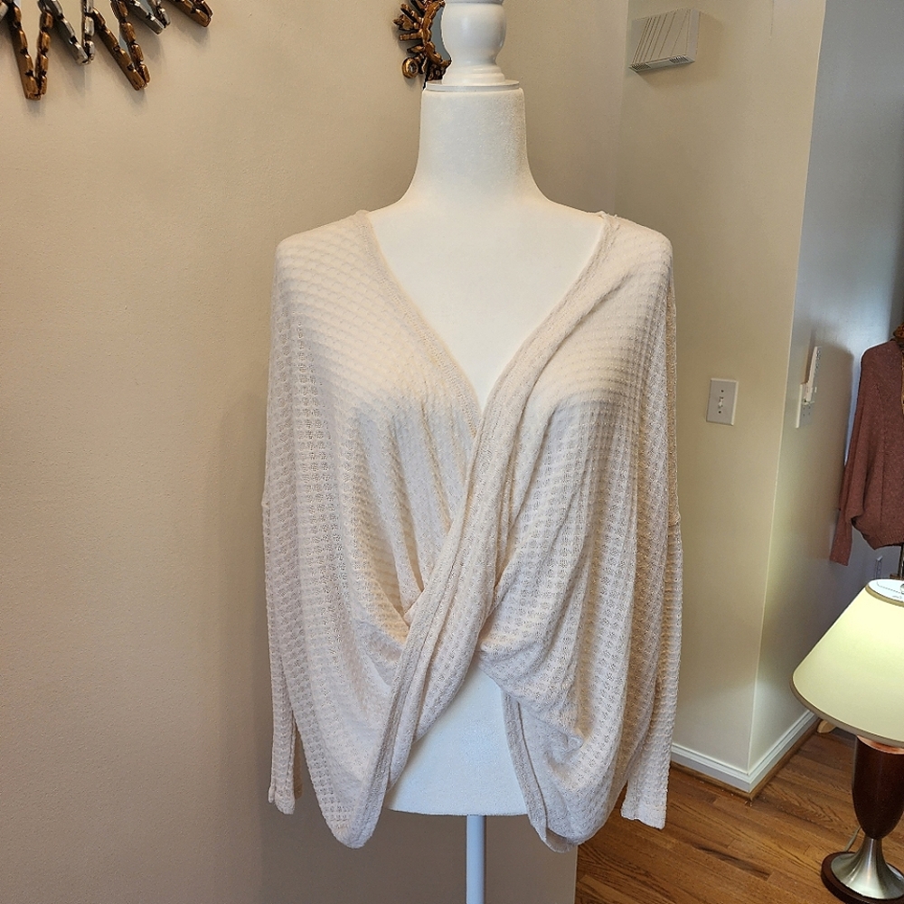 Miracle Body Women’s waffle white white blouse.On trend style.